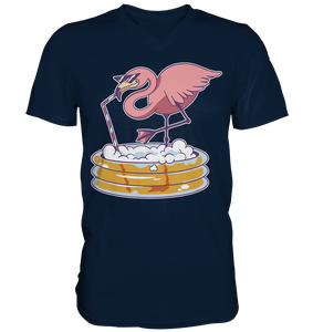 Flamingo Pool - Mens V-Neck Shirt - Tres-Palma