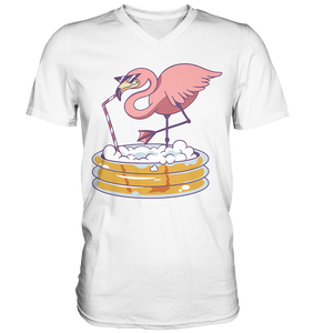 Flamingo Pool - Mens V-Neck Shirt - Tres-Palma